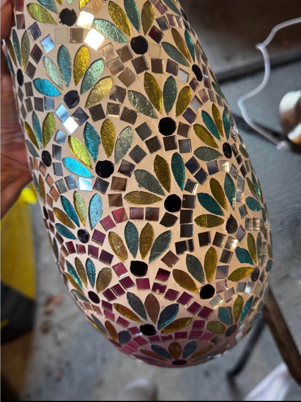 Mosaic Glass Vase in Multicolor - Decorative Home Accent - Picture 3 of 3